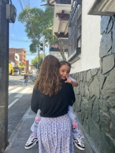 Myleen being carried back home